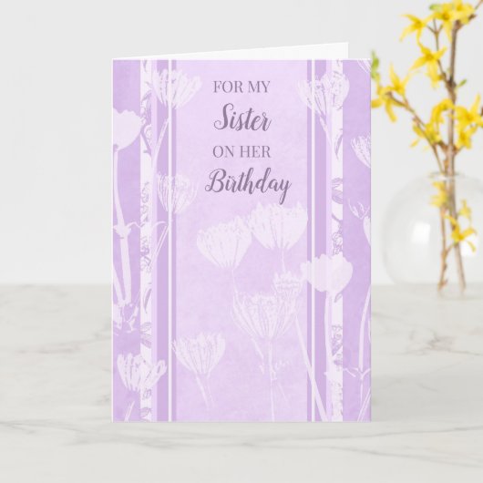 Lavendel Bloemen Zusje Verjaardag Kaart (Gele Bloem)