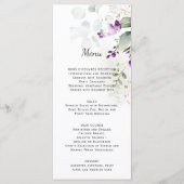 Lavendel bloemenbruiloft menu Paarse rug (Voorkant)