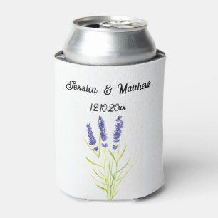 Lavendel bloemenbruiloft Natuur Unieke Waterverven Blikjeskoeler