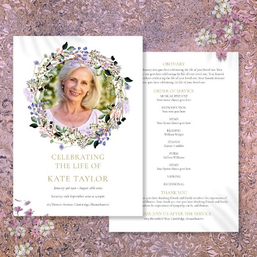 Lavendel Bloemenfoto Begrafenis Orde van Service Programma