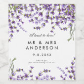 lavendel bloemengroen bruiloft feestfles wijn etiket (Enkel label)