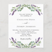 Lavendel bloemengroen formele trouwuitnodiging (Voorkant)