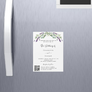 Lavendel bloemengroen QR details RSVP bruiloft Magnetische Uitnodiging