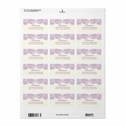 Lavendel bloemenkant ontwerp etiket (Full Sheet)