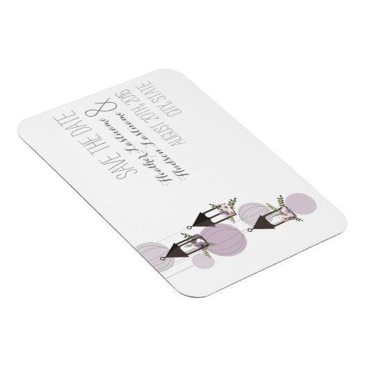 Lavendel bloemenlantaarns opslaan de datum magneet (Rechterzijde)