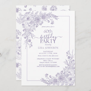 Lavendel Bloemenlijn Art 60e Verjaardag Kaart
