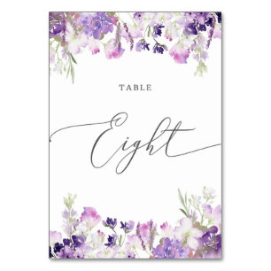 Lavendel bloemig Acht Tafel Nummer Kaart