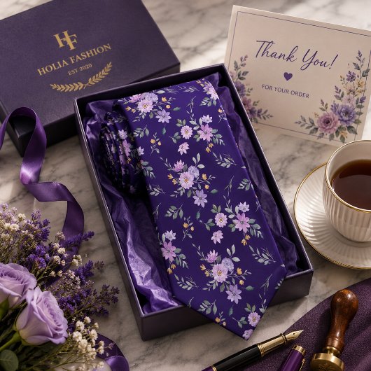 Lavendel Bloemig Stropdas