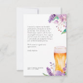 Lavendel Bloemige Bier Bruiloft Feest Bedankkaart (Achterkant)