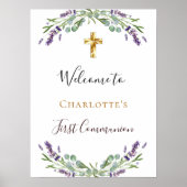 Lavendel bloemige groenvoorziening Eerste Communie Poster (Voorkant)