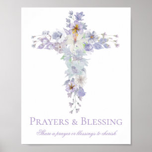 Lavendel Bloemkruis Doop Welkom Poster