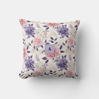 Lavendel bloemmotief monogram kussen