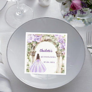 Lavendel bloemrijke boog jurk Quinceanera Servet