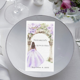 Lavendel bloemrijke boog jurk Quinceanera Servet