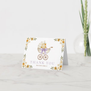 Lavendel Bloemstuk Koets Bedankkaart