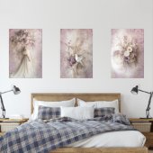 Lavendel Bloesem Portret witte duif Rustieke Bloem Muurkunst Sets (Slaapkamer)