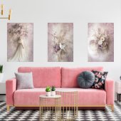 Lavendel Bloesem Portret witte duif Rustieke Bloem Muurkunst Sets (Woonkamer)