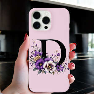 Lavendel Bloom: Monogrammed Initiaal 'D' iPhone 16 Pro Max Hoesje