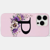 Lavendel Bloom: Monogrammed Initiaal 'P' Case-Mate iPhone Case (Achterkant (horizontaal))