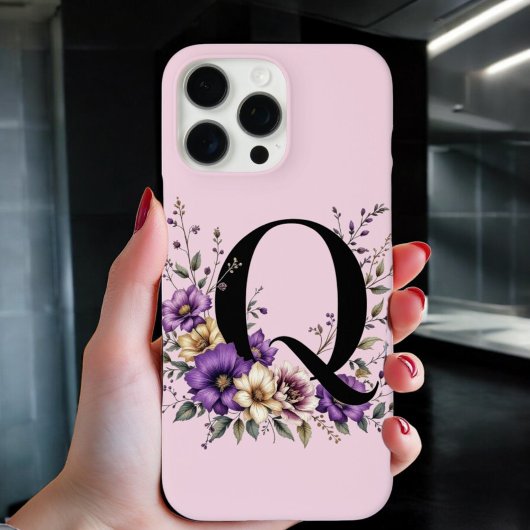 Lavendel Bloom: Monogrammed Initiaal 'Q' Case-Mate iPhone Case