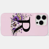 Lavendel Bloom: Monogrammed Initiaal 'R' Case-Mate iPhone Case (Achterkant (horizontaal))