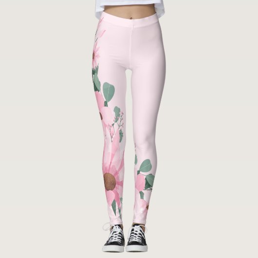Lavendel Blush Roze Bloemen Leggings (Voorkant)