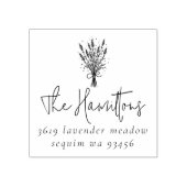 Lavendel Boeket Script Familienaam Retouradres Rubberstempel (Afrduk)