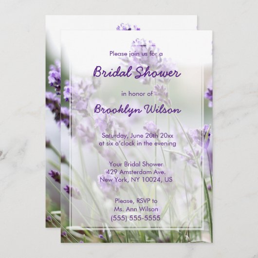 Lavendel Boheem Bruidsdouche Uitnodigingen (Voorkant / Achterkant)