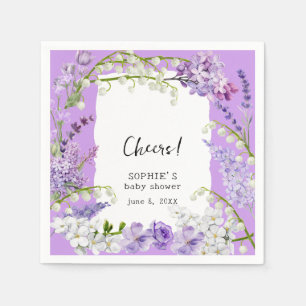 Lavendel Boho Waterverf Bloemen Baby shower Servet