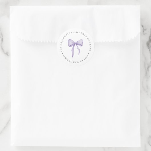 Lavendel Boog Adreslabel Baby Shower Sticker Label (Tas)