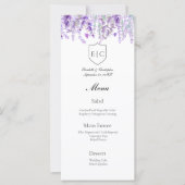 Lavendel Botanisch Monogram Bruiloft Menu (Voorkant)
