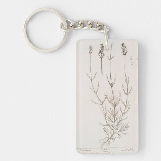Lavendel botanische tekening sleutelhanger (Voorkant)