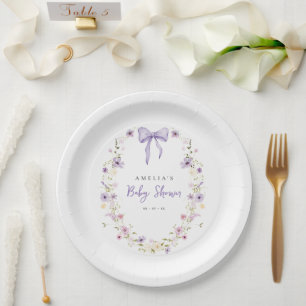Lavendel Bow Baby shower Wildflower Papier Borden Papieren Bordje