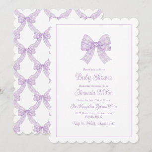 Lavendel Bow Grandmillennial Preppy Baby shower Kaart