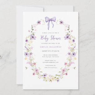 Lavendel Bow Wildflower Baby shower Uitnodiging