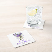 Lavendel bruidsdouche in een Mason-pot  Vierkante Kartonnen Onderzetter (Insitu)