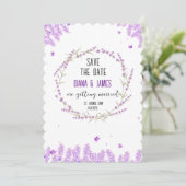 Lavendel Bruiloft Bewaar de Datumkaart Feestdagenkaart (Staand voorkant)