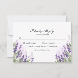 Lavendel bruiloft RSVP kaart Paarse Pastel Floral