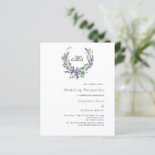 Lavendel budget bruiloft receptie uitnodiging (Staand voorkant)