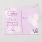 Lavendel Butterfly Wedding Save the Date Briefkaart (Achterkant)