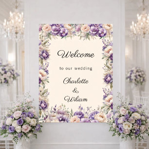 Lavendel champagne crème huwelijks welkom poster
