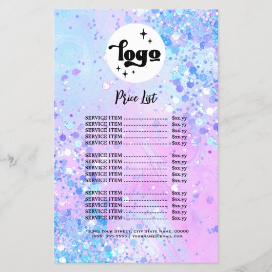 lavendel chunky glitter beauty salon flyer (Voorkant)