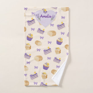 Lavendel Citroen Cake Watercolor Bakontwerp Handdoek