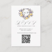 Lavendel citroenmonogram bloemenkam QR RSVP Informatiekaartje (Voorkant)