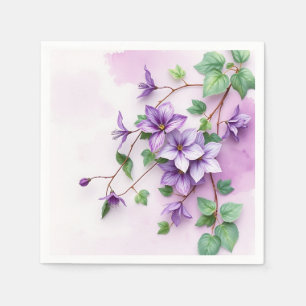 Lavendel Clematis Vine Waterverf Servet