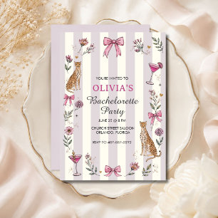 Lavendel Coquette Cheetah Meidenavondfeest Kaart