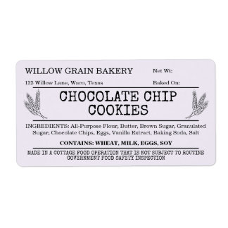 Lavendel Cottage Chocolate Chip Cookie Etiket