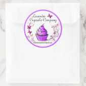Lavendel Cupcake Co Sticker paarse rand groot (Tas)