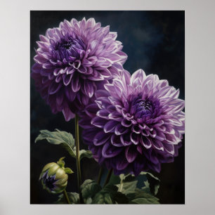 Lavendel Dahlia Flowers Art Print Poster