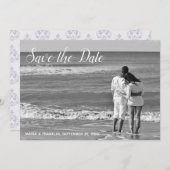 Lavendel Damask Save the Date Kaart (Voorkant / Achterkant)